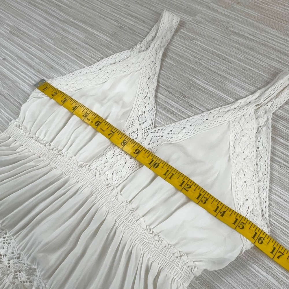 Festival Boho Western Coastal Cowgirl Maxi Dress Sz Small Tiered Crochet Cottage - Picture 2 of 7